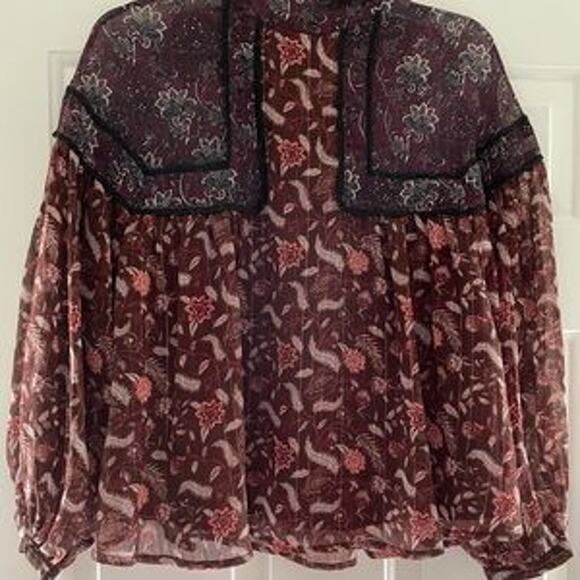 Zara Burgundy Floral Blouse - Picture 4 of 15